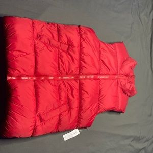 Red puffer vest